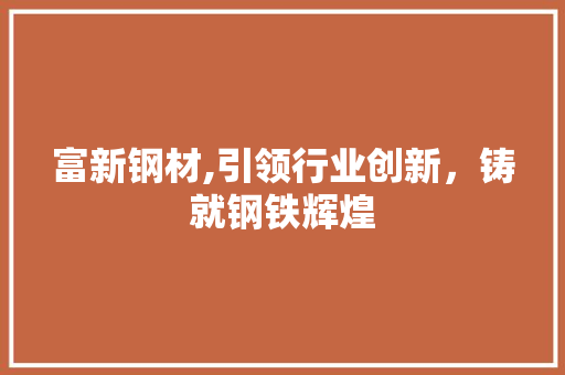 富新钢材,引领行业创新，铸就钢铁辉煌