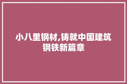 小八里钢材,铸就中国建筑钢铁新篇章