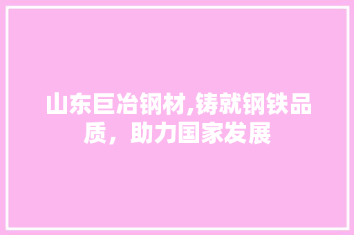山东巨冶钢材,铸就钢铁品质，助力国家发展