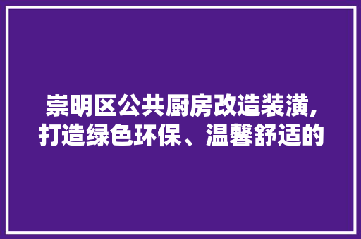 崇明区公共厨房改造装潢,打造绿色环保、温馨舒适的共享空间