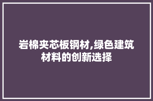 岩棉夹芯板钢材,绿色建筑材料的创新选择