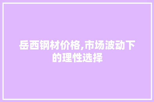 岳西钢材价格,市场波动下的理性选择