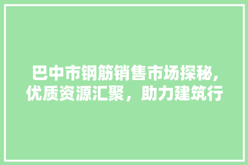 巴中市钢筋销售市场探秘,优质资源汇聚，助力建筑行业蓬勃发展