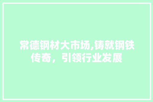 常德钢材大市场,铸就钢铁传奇，引领行业发展