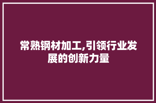 常熟钢材加工,引领行业发展的创新力量