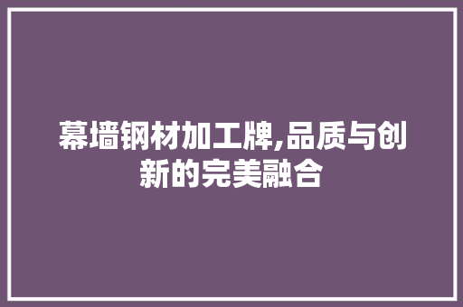 幕墙钢材加工牌,品质与创新的完美融合
