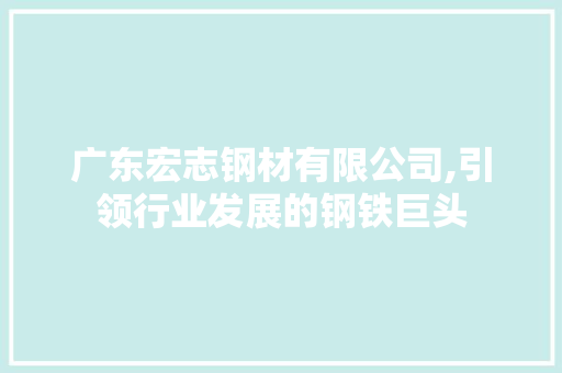 广东宏志钢材有限公司,引领行业发展的钢铁巨头 装修材料