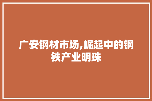 广安钢材市场,崛起中的钢铁产业明珠