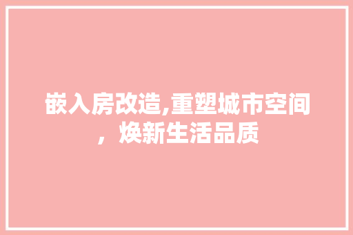 嵌入房改造,重塑城市空间，焕新生活品质