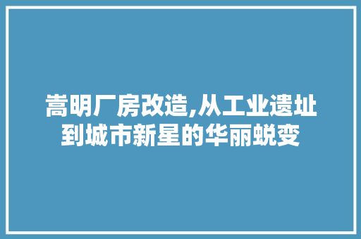 嵩明厂房改造,从工业遗址到城市新星的华丽蜕变