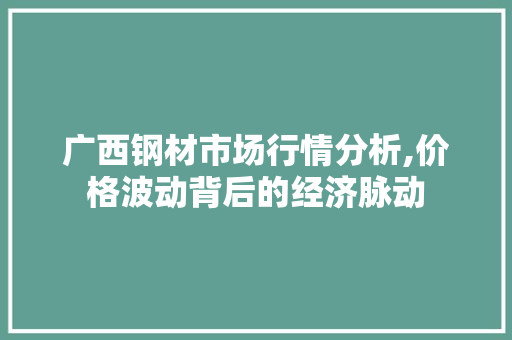 广西钢材市场行情分析,价格波动背后的经济脉动