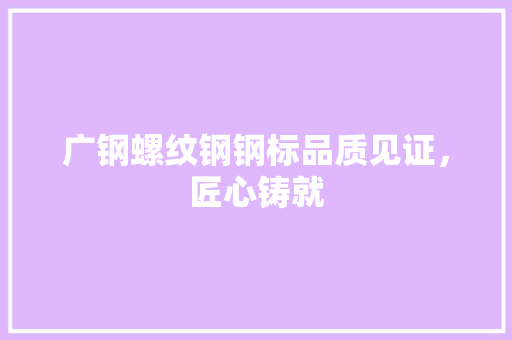 广钢螺纹钢钢标品质见证，匠心铸就