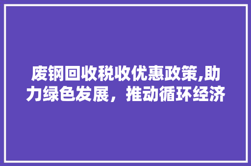 废钢回收税收优惠政策,助力绿色发展，推动循环经济