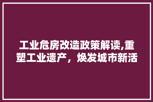 工业危房改造政策解读,重塑工业遗产，焕发城市新活力 装修攻略
