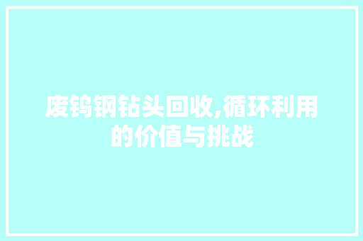 废钨钢钻头回收,循环利用的价值与挑战