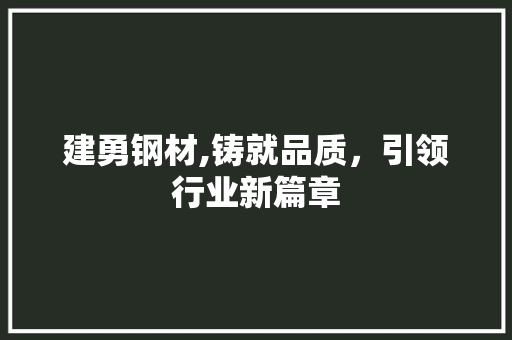 建勇钢材,铸就品质，引领行业新篇章