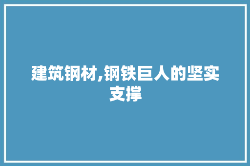 建筑钢材,钢铁巨人的坚实支撑