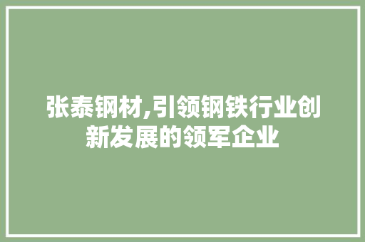 张泰钢材,引领钢铁行业创新发展的领军企业