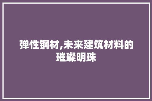 弹性钢材,未来建筑材料的璀璨明珠