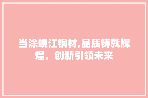 当涂皖江钢材,品质铸就辉煌，创新引领未来