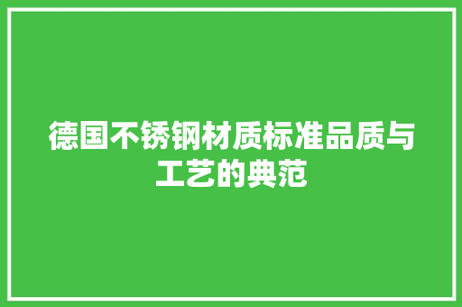 德国不锈钢材质标准品质与工艺的典范