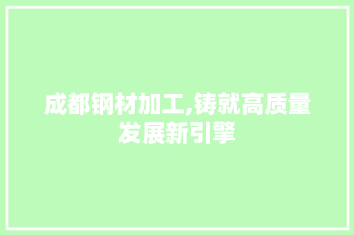 成都钢材加工,铸就高质量发展新引擎