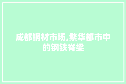 成都钢材市场,繁华都市中的钢铁脊梁