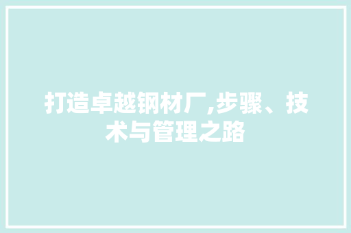 打造卓越钢材厂,步骤、技术与管理之路