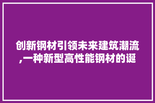 创新钢材引领未来建筑潮流,一种新型高性能钢材的诞生与影响