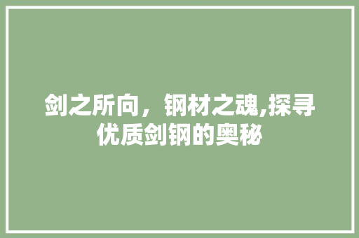 剑之所向，钢材之魂,探寻优质剑钢的奥秘