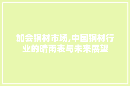加会钢材市场,中国钢材行业的晴雨表与未来展望 门窗装修
