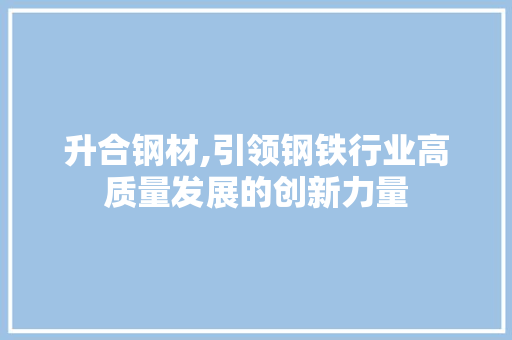 升合钢材,引领钢铁行业高质量发展的创新力量 门窗装修