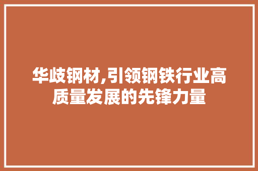 华歧钢材,引领钢铁行业高质量发展的先锋力量