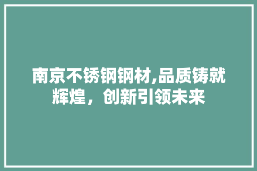 南京不锈钢钢材,品质铸就辉煌，创新引领未来