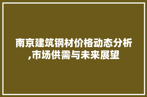 南京建筑钢材价格动态分析,市场供需与未来展望
