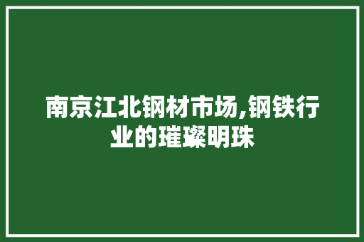 南京江北钢材市场,钢铁行业的璀璨明珠