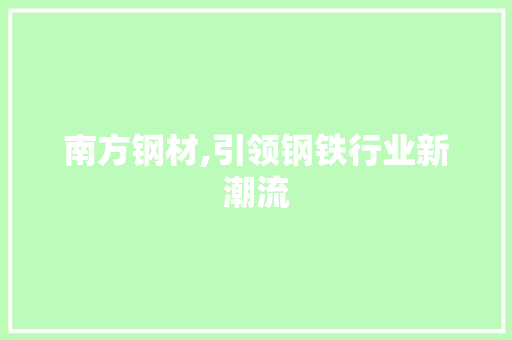 南方钢材,引领钢铁行业新潮流 地面装修