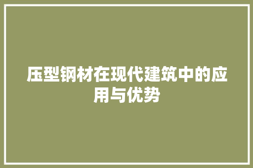 压型钢材在现代建筑中的应用与优势