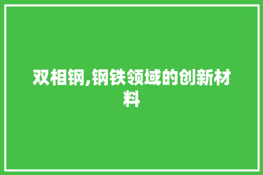 双相钢,钢铁领域的创新材料