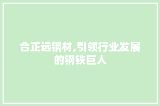 合正远钢材,引领行业发展的钢铁巨人