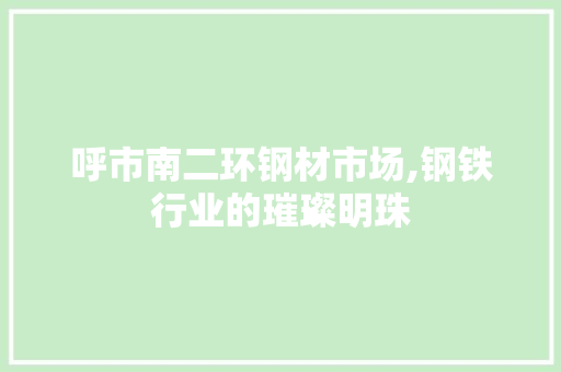 呼市南二环钢材市场,钢铁行业的璀璨明珠