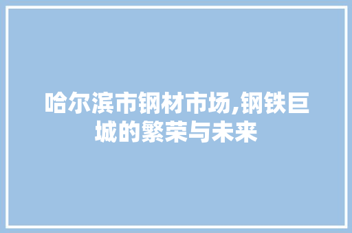 哈尔滨市钢材市场,钢铁巨城的繁荣与未来 庭院装修