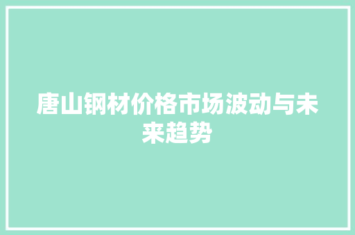 唐山钢材价格市场波动与未来趋势