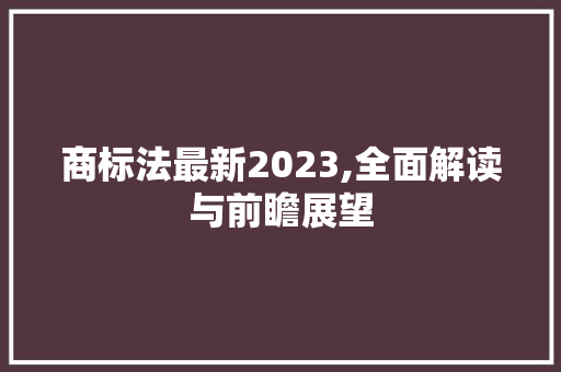 商标法最新2023,全面解读与前瞻展望 装修材料