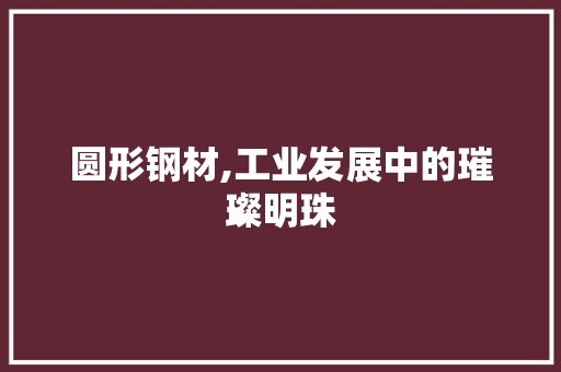 圆形钢材,工业发展中的璀璨明珠