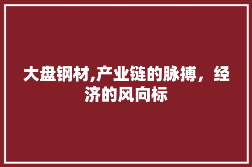 大盘钢材,产业链的脉搏，经济的风向标