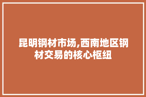 昆明钢材市场,西南地区钢材交易的核心枢纽