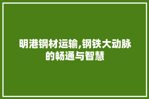 明港钢材运输,钢铁大动脉的畅通与智慧