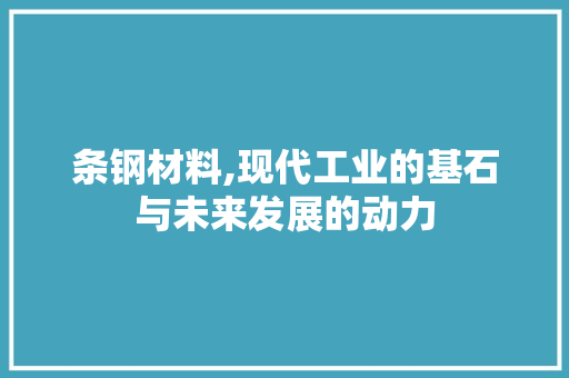 条钢材料,现代工业的基石与未来发展的动力