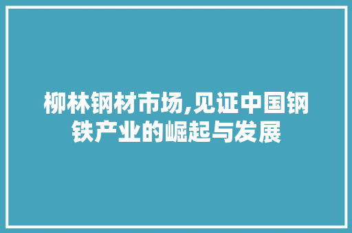 柳林钢材市场,见证中国钢铁产业的崛起与发展